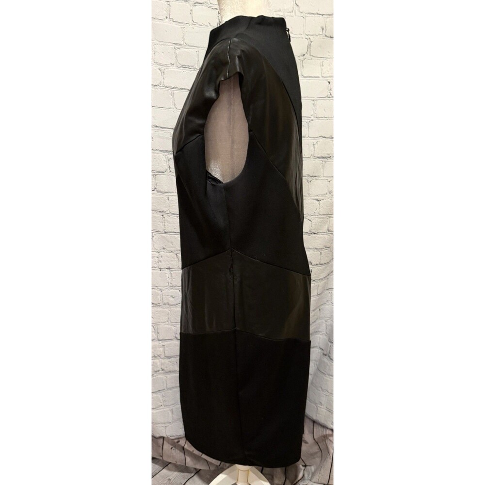 New York & Co. NY&Co. Black Faux-leather Chevron Sheath Dress Size XL - Picture 4 of 9